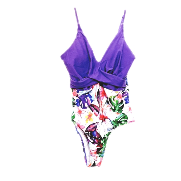 Womens Retro Tummy Control Swimwear High Waist.One Piece Bathing Suit Sz M - Picture 2 of 6